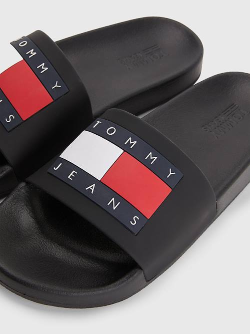 Tommy Hilfiger Badge Slides Sandalet Kadın Siyah | TH852XEH