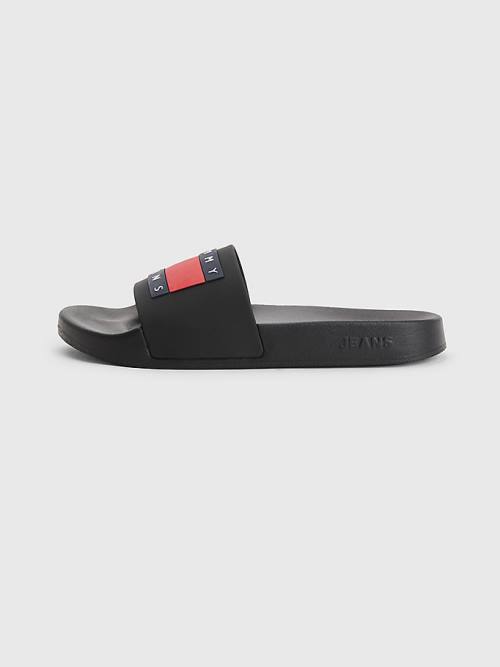 Tommy Hilfiger Badge Slides Sandalet Kadın Siyah | TH852XEH