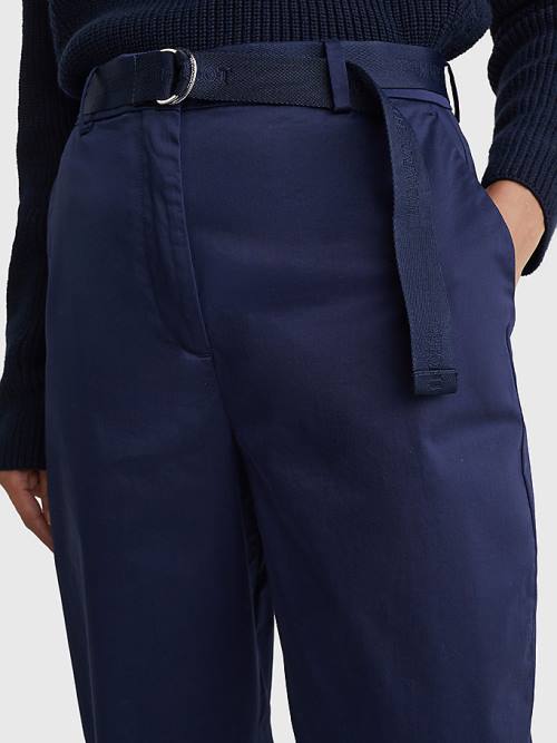 Tommy Hilfiger Belted Belli Tapered Leg Chinos Pantolon Kadın Mavi | TH261OME