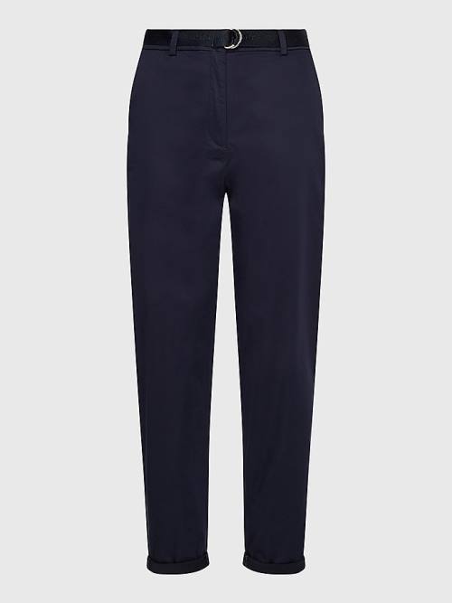 Tommy Hilfiger Belted Belli Tapered Leg Chinos Pantolon Kadın Mavi | TH261OME