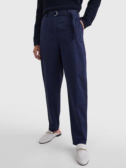 Tommy Hilfiger Belted Belli Tapered Leg Chinos Pantolon Kadın Mavi | TH261OME