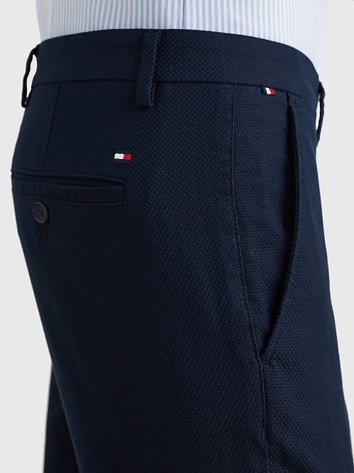 Tommy Hilfiger Bleecker Basket Weave Slim Fit Chinos Pantolon Erkek Mavi | TH638MVT