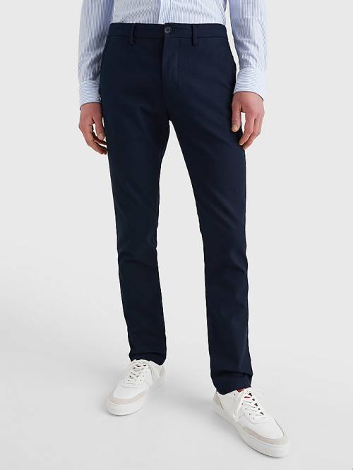 Tommy Hilfiger Bleecker Basket Weave Slim Fit Chinos Pantolon Erkek Mavi | TH638MVT