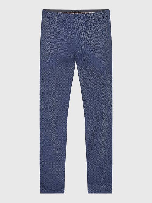 Tommy Hilfiger Bleecker Basket Weave Slim Fit Chinos Pantolon Erkek Mavi | TH903PZH