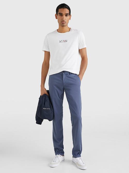 Tommy Hilfiger Bleecker Satin Slim Fit Chinos Pantolon Erkek Mavi | TH046UZL