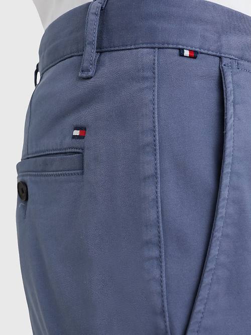 Tommy Hilfiger Bleecker Satin Slim Fit Chinos Pantolon Erkek Mavi | TH046UZL