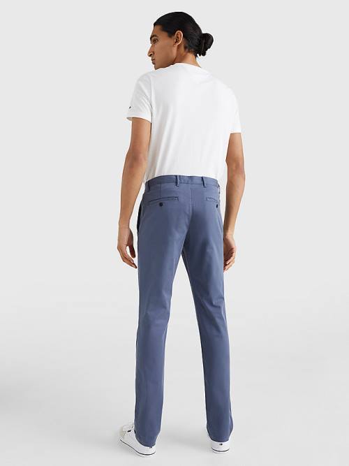 Tommy Hilfiger Bleecker Satin Slim Fit Chinos Pantolon Erkek Mavi | TH046UZL