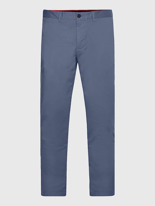 Tommy Hilfiger Bleecker Satin Slim Fit Chinos Pantolon Erkek Mavi | TH046UZL