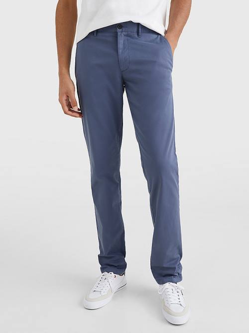 Tommy Hilfiger Bleecker Satin Slim Fit Chinos Pantolon Erkek Mavi | TH046UZL