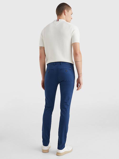 Tommy Hilfiger Bleecker Satin Slim Fit Chinos Pantolon Erkek Mavi | TH476URG