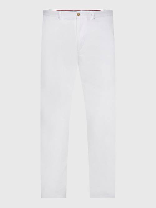 Tommy Hilfiger Bleecker Satin Slim Fit Chinos Pantolon Erkek Beyaz | TH485VDS