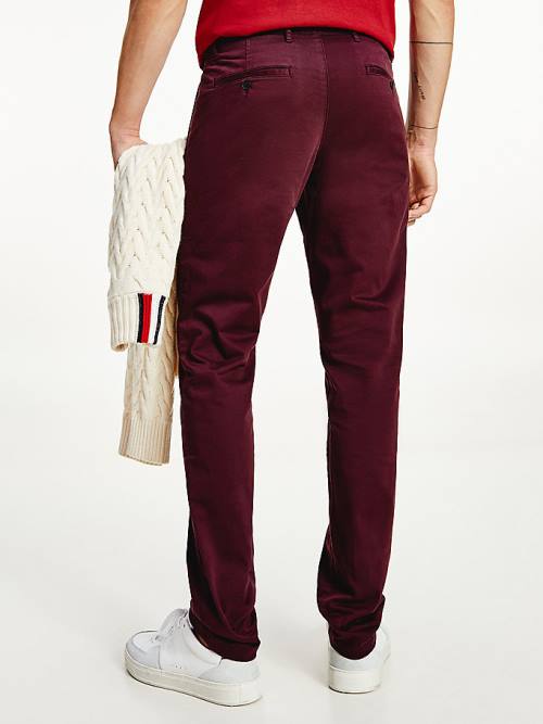 Tommy Hilfiger Bleecker Satin Slim Fit Chinos Pantolon Erkek Kırmızı | TH539QRW