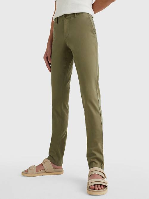 Tommy Hilfiger Bleecker Satin Slim Fit Chinos Pantolon Erkek Kahverengi | TH580AYN