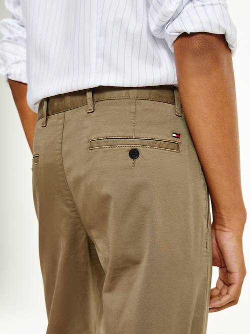 Tommy Hilfiger Bleecker Satin Slim Fit Chinos Pantolon Erkek Kahverengi | TH724ORA