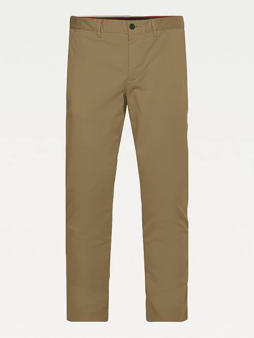 Tommy Hilfiger Bleecker Satin Slim Fit Chinos Pantolon Erkek Kahverengi | TH724ORA