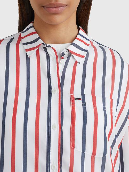 Tommy Hilfiger Boxy Stripe Gömlek Kadın Beyaz | TH192EHM