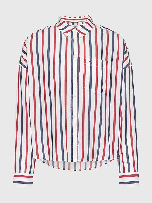 Tommy Hilfiger Boxy Stripe Gömlek Kadın Beyaz | TH192EHM