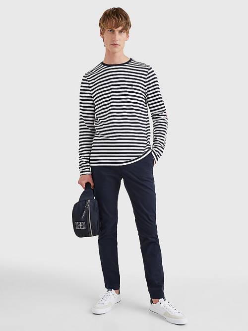 Tommy Hilfiger Breton Stripe Long Sleeve Tişört Erkek Mavi | TH317TBZ