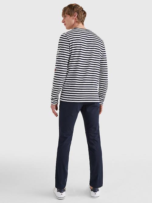 Tommy Hilfiger Breton Stripe Long Sleeve Tişört Erkek Mavi | TH317TBZ