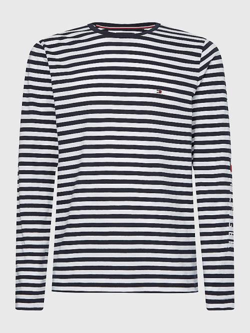 Tommy Hilfiger Breton Stripe Long Sleeve Tişört Erkek Mavi | TH317TBZ