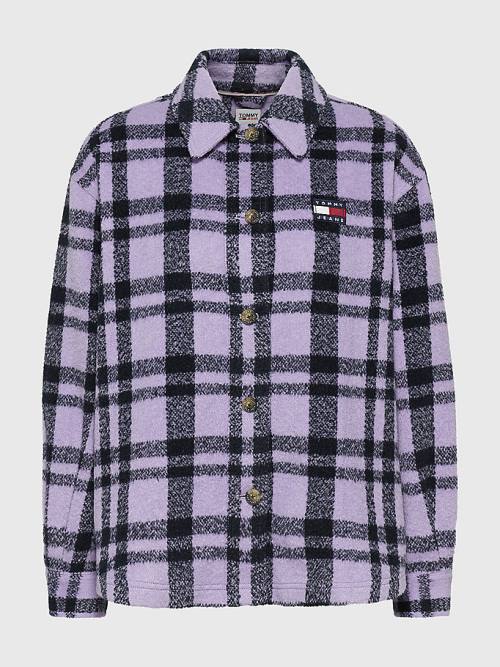 Tommy Hilfiger Bright Check Wool Blend Overshirt Gömlek Kadın Mor | TH428QXI