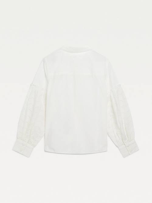 Tommy Hilfiger Broderie Anglaise Puff Sleeve Shirt Tişört Kiz Çocuk Beyaz | TH718NIU