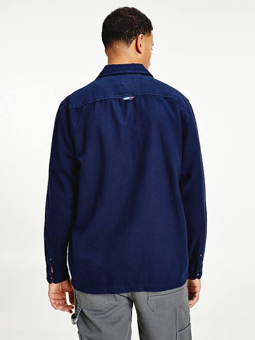 Tommy Hilfiger Brushed Organic Pamuklu Overshirt Gömlek Erkek Mavi | TH236ZPG