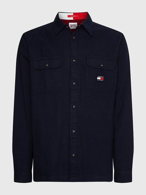 Tommy Hilfiger Brushed Organic Pamuklu Overshirt Gömlek Erkek Mavi | TH236ZPG