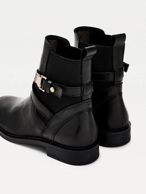 Tommy Hilfiger Buckled Deri Ankle Bot Kadın Siyah | TH890VPX