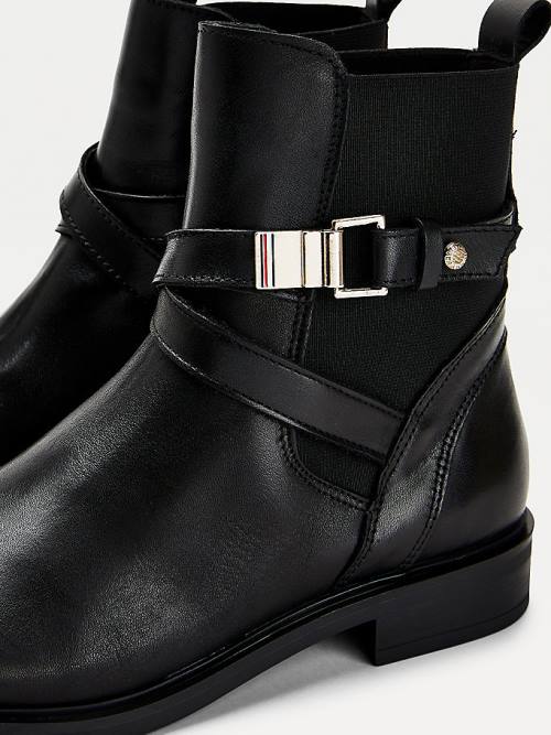 Tommy Hilfiger Buckled Deri Ankle Bot Kadın Siyah | TH890VPX