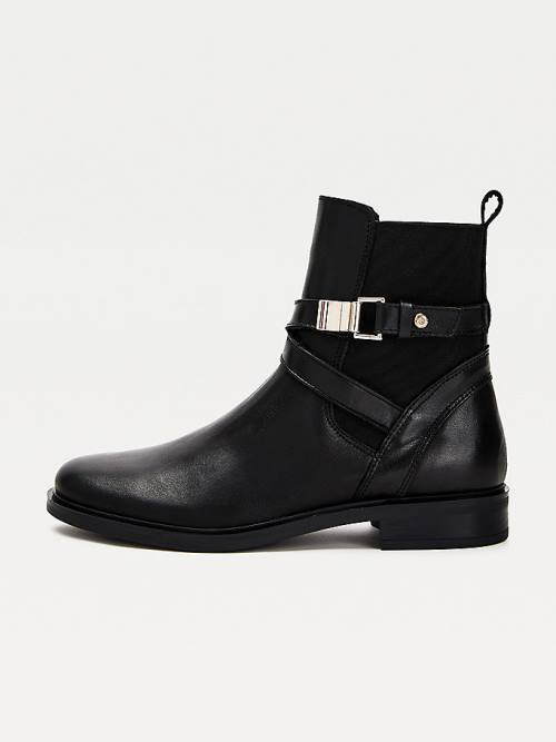 Tommy Hilfiger Buckled Deri Ankle Bot Kadın Siyah | TH890VPX