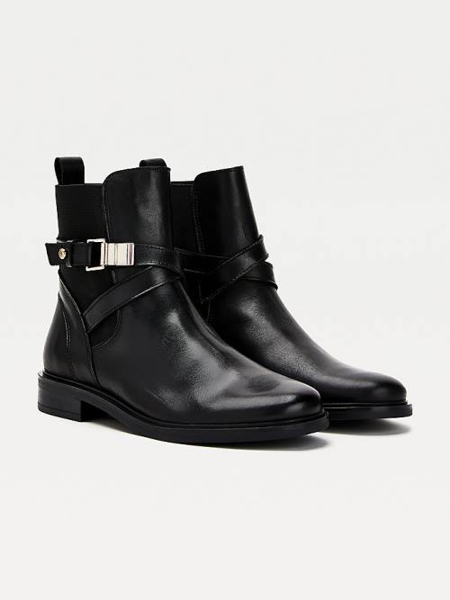 Tommy Hilfiger Buckled Deri Ankle Bot Kadın Siyah | TH890VPX