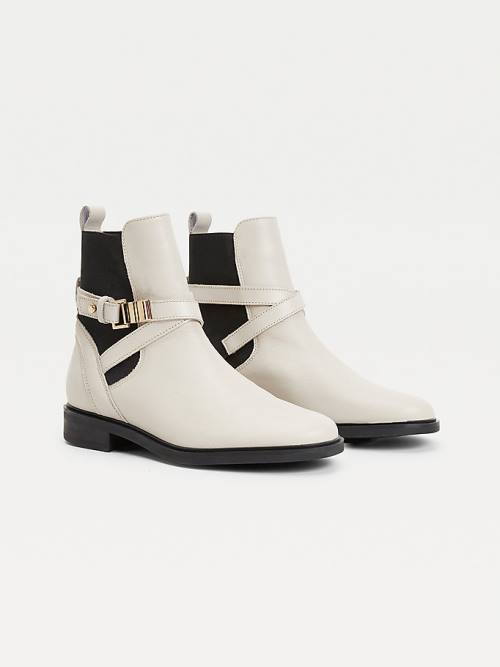 Tommy Hilfiger Buckled Deri Ankle Bot Kadın Bej Rengi | TH974FTM