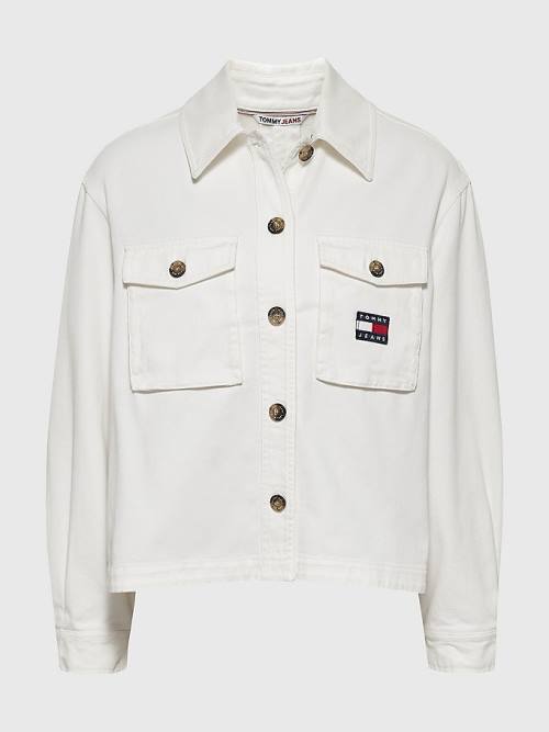 Tommy Hilfiger Button Pocket Utility Overshirt Tişört Kiz Çocuk Beyaz | TH381RIQ