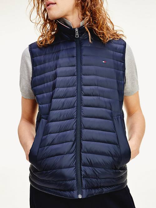 Tommy Hilfiger CORE PACKABLE DOWN VEST Kaban Erkek Mavi | TH107DWN