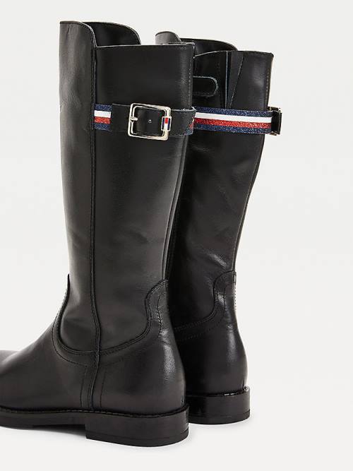 Tommy Hilfiger Calf Deri Bot Kiz Çocuk Siyah | TH609TFD