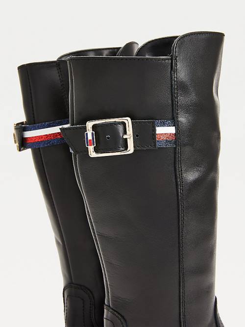 Tommy Hilfiger Calf Deri Bot Kiz Çocuk Siyah | TH609TFD