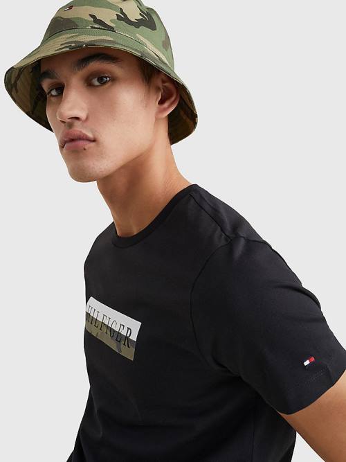 Tommy Hilfiger Camo Graphic Logo Tişört Erkek Siyah | TH694DIL