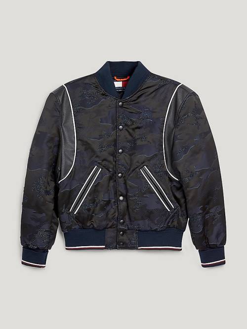 Tommy Hilfiger Camo Jacquard Varsity Ceket Erkek Mavi | TH671FUD