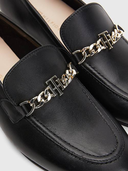 Tommy Hilfiger Chain Deri Loafer Ayakkabı Kadın Siyah | TH267TDY