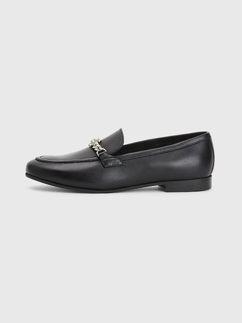 Tommy Hilfiger Chain Deri Loafer Ayakkabı Kadın Siyah | TH267TDY