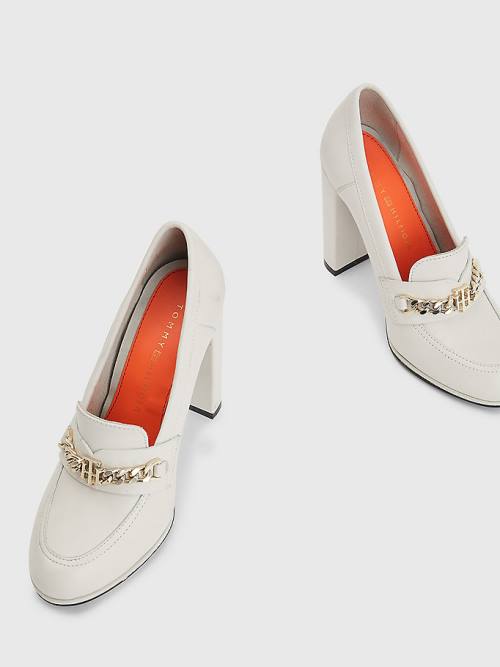 Tommy Hilfiger Chain High Loafers Topuklu Ayakkabı Kadın Bej Rengi | TH586XUJ