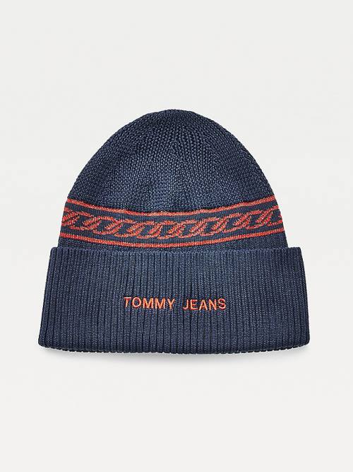 Tommy Hilfiger Chain Link Knit Beanie Şapka Kadın Mavi | TH913HEJ