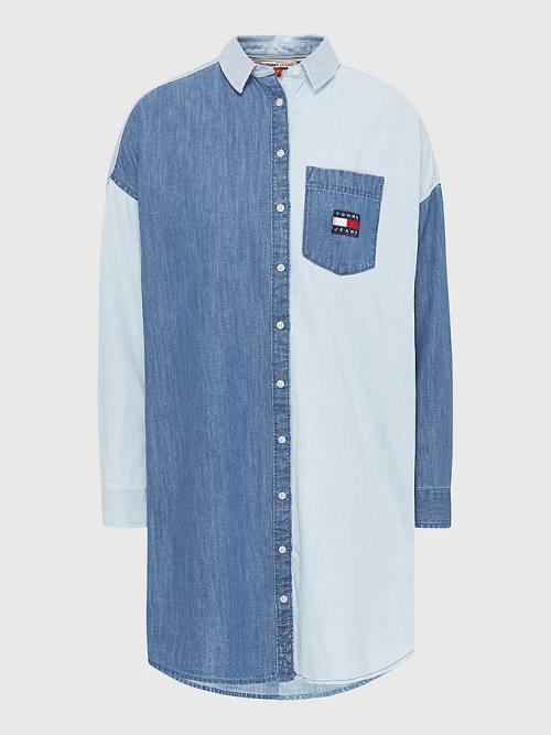 Tommy Hilfiger Chambray Denim Mix Shirt Elbise Kadın Denim | TH891YWD