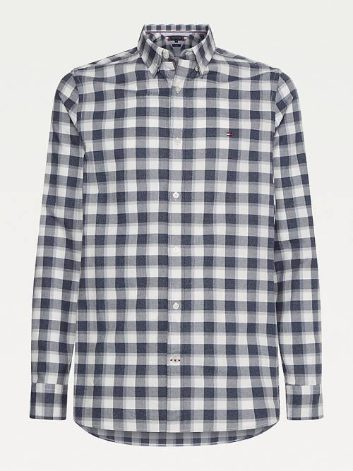 Tommy Hilfiger Check Brushed Pamuklu Slim Fit Gömlek Erkek Mavi | TH072PST