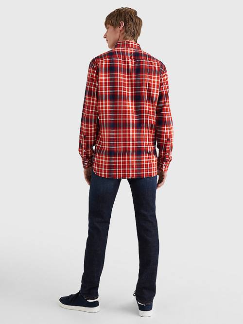 Tommy Hilfiger Check Pamuklu Flannel Regular Fit Gömlek Erkek Turuncu | TH640VEK