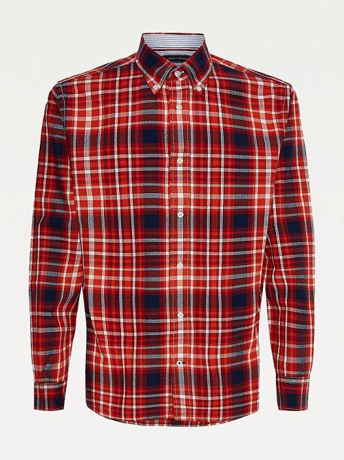 Tommy Hilfiger Check Pamuklu Flannel Regular Fit Gömlek Erkek Turuncu | TH640VEK