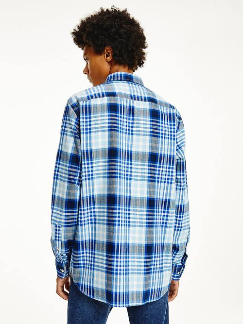 Tommy Hilfiger Check Pamuklu Flannel Regular Fit Gömlek Erkek Mavi | TH726YWM