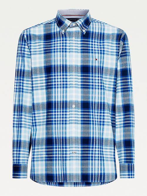 Tommy Hilfiger Check Pamuklu Flannel Regular Fit Gömlek Erkek Mavi | TH726YWM