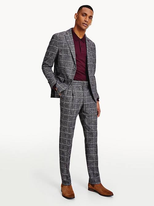 Tommy Hilfiger Check Slim Fit Blazer Erkek Gri | TH049ZCG